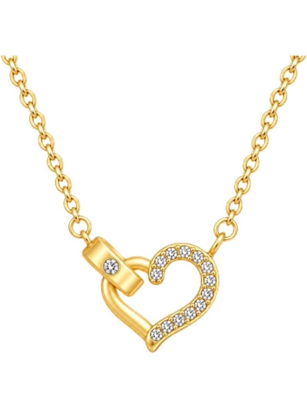 Elegant Interlocking Oval Link Heart Necklace for Women - Stylish Jewelry Gift